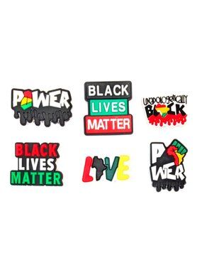 BLACK LIVES MATTER SHOE CHARM COLLECTION (Pack of 6) Fits Shoelaces and Clogs